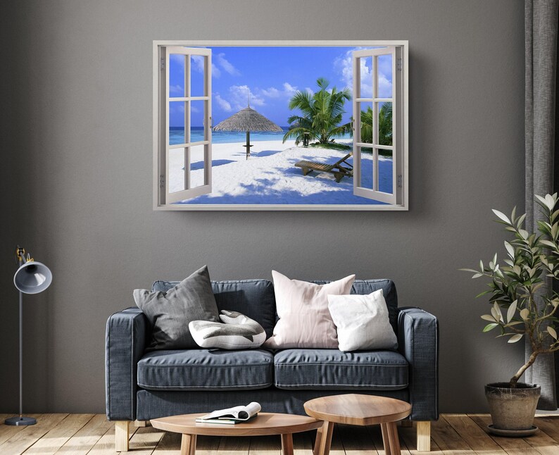 Beach Scene Handcrafted, Ocean Inspired Art, Protective, Landscape Canvas Print image 2