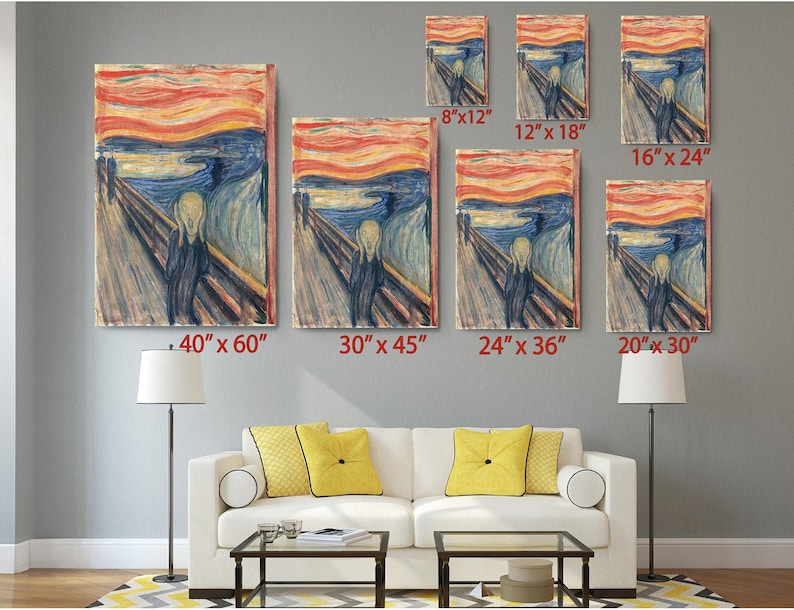 The Scream Canvas Print by Edvard Munch, Expressionist Wall Art image 3