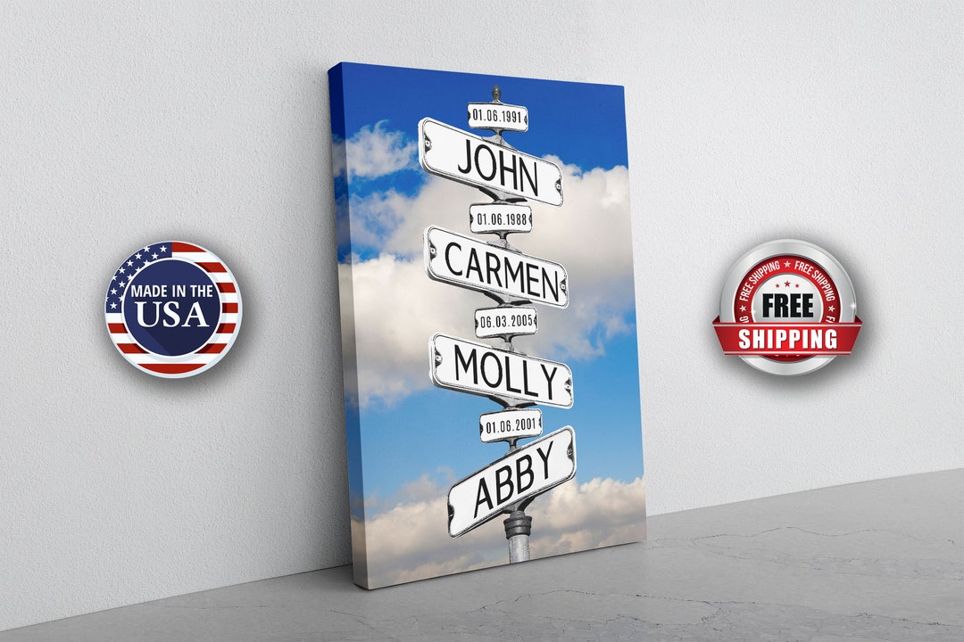 Personalized Name With Street Sign Artwork - Blue Sky Cloud Sunset ...