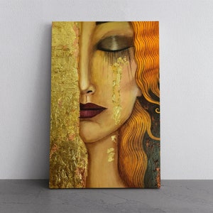 Freya&#39;s Tears (Golden Tears) By Gustav Klimt Reproduction Modern Decor Wall Art Home Canvas Prints Wall Art Masterpiece of Painting