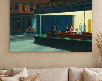 Nighthawks Canvas Print by Edward Hopper, Vintage Diner Wall Art