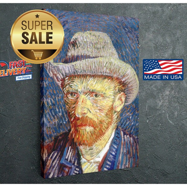 Vincent van Gogh Self-Portrait with Grey Felt Hat - Van Gogh Wall Art Impressionist Portrait Painting