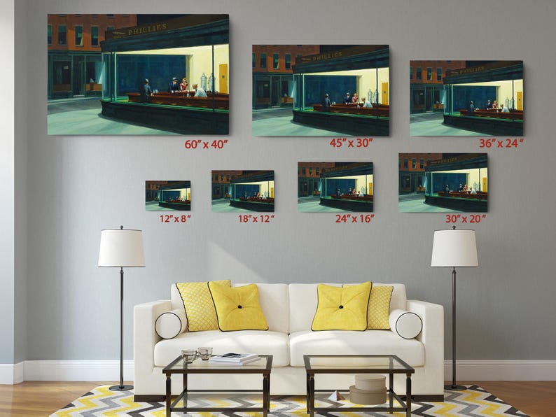 Nighthawks Canvas Print Wall Art, Vintage American Diner Scene, Cultural Depth, Fine Art Canvas Print image 5
