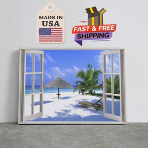 Beach Scene Handcrafted, Ocean Inspired Art, Protective, Landscape Canvas Print image 3