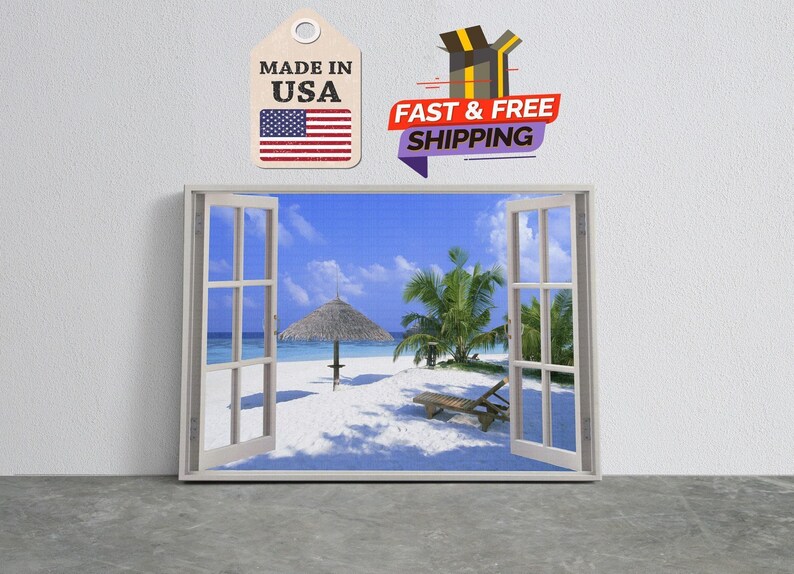 Beach Scene Handcrafted, Ocean Inspired Art, Protective, Landscape Canvas Print image 3