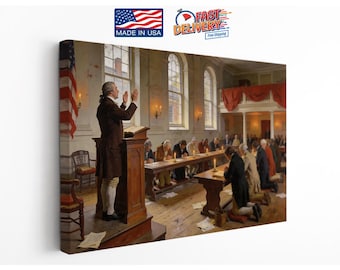 Founding Fathers Prayer, American Revolution, Classic Canvas Print, Vintage Wall Art