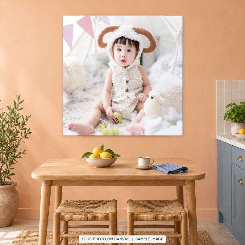 Custom Square Photo Canvas Print, Personalized Picture Wall Art image 5
