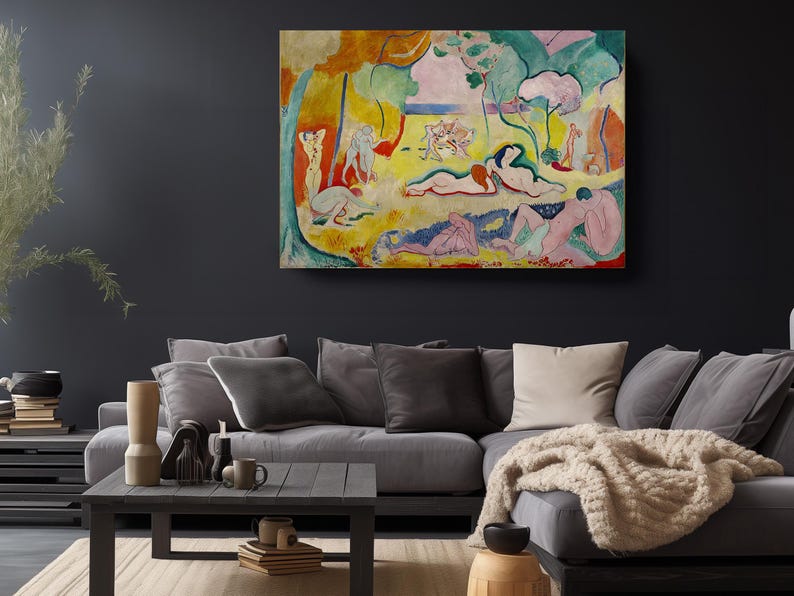 Fauvist Art Colorful Garden Scene, Abstract Canvas Print, Modern Wall Art bild 5