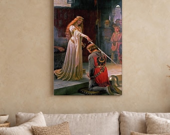 The Accolade Canvas Print by Edmund Blair Leighton, Medieval Knight Art