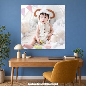 Custom Square Photo Canvas Print, Personalized Picture Wall Art image 4
