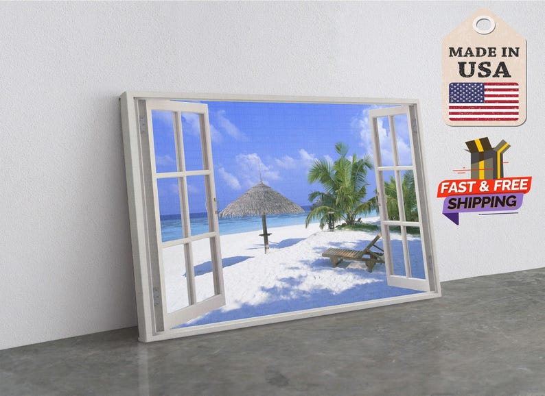 Beach Scene Handcrafted, Ocean Inspired Art, Protective, Landscape Canvas Print image 4