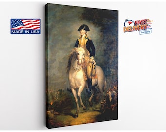 George Washington, Patriotic Horseback Portrait, Canvas Print