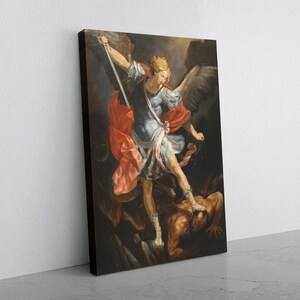 a painting of a man with a sword on a wall