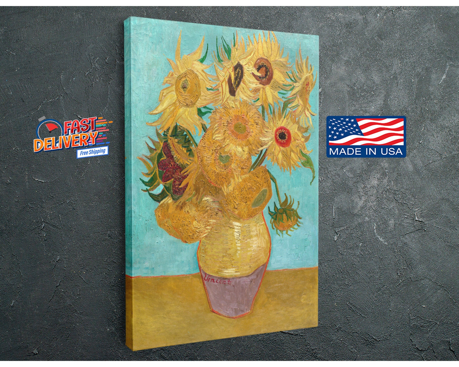 Famous Vincent Van Gogh Sunflowers painting Canvas Print Wall Art-PLS READ POLICIES