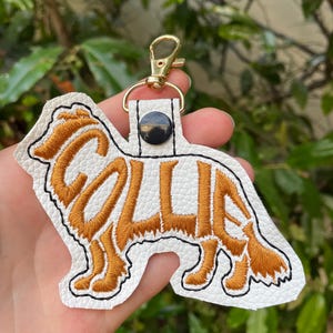 Embroidered Collie Dog Keychain / Dog Art / Dog Lover / Dog Gifts / Patch Tab / Keyfob / Embroidered Dog Art / Big Dog