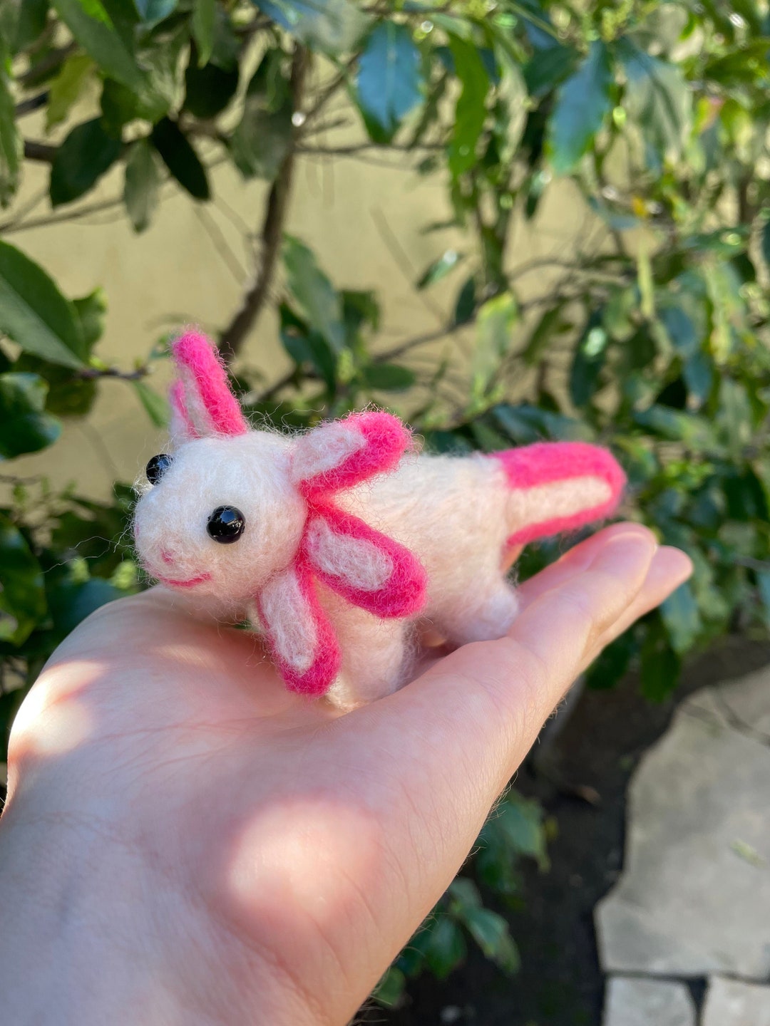 Needle Felted Axolotl / Needle Felted Animal / Needle Felted / Felting / Wool / Axolotl Art