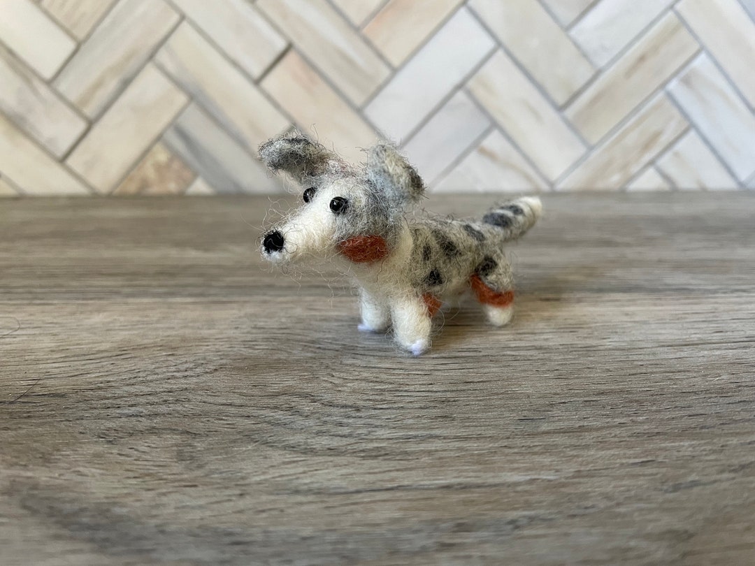 Mini Needle Felted Australian Shepherd / Needle Felted Dog / Etsy