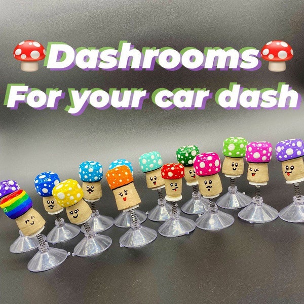 Dashrooms-Mushroom Car Dashboard Accessory, car decor, mushroom car, Dashboard Decors Interior Cute Car Stuff Pop Dancing Shaking Head