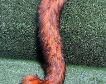 Cienki koci ogon Pomarańczowy Czarny kostium cosplay Halloween Therian Petplay Pet Play Furry Goth Bdsm Rudy Kociak Kotek Tygrys Kot Pręgowany