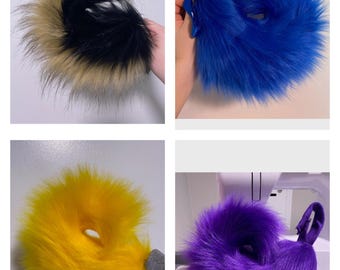 Fantasia personalizada de mini cauda encaracolada estilo kawaii para cosplay, pet play, cachorro peludo, gato, gatinho, filhote, husky, K9, canino, therian, nub, fursuit