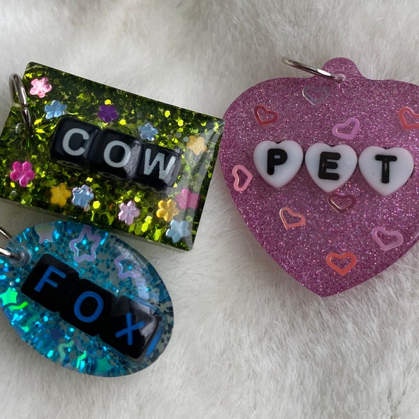 Resin Charms Collar Tags Keychain Cow Fox Pet Play Cosplay Ddlg Bdsm Furry Kawaii Therian