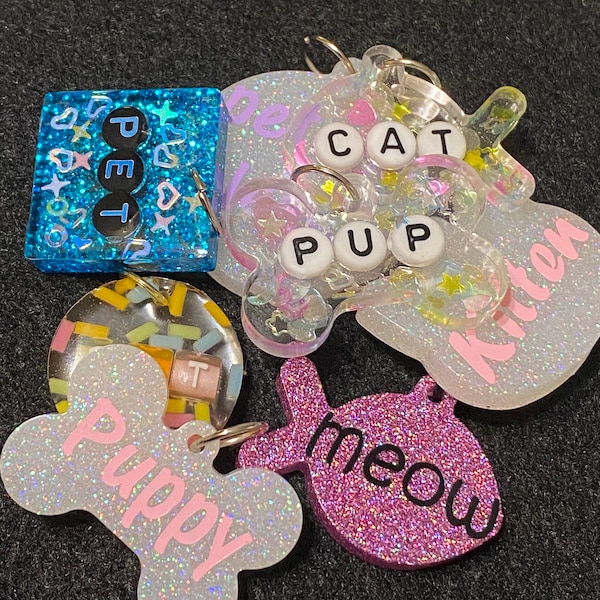 Resin Name Tags Collar Charms Pet Play Ddlg Bdsm Furry Kawaii Cosplay Dog Kitten Cat Therian