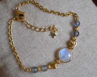 Qifrey inspired bracelet witch hat workshop moonstone labradorite brass stainless steel