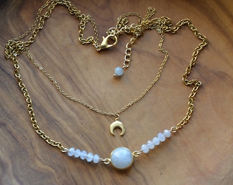 Moon Knight inspired layered moonstone necklace