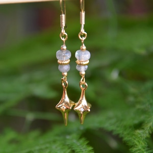 Qifrey witch hat workshop inspired polaris star labradorite earrings gold plated silver 925