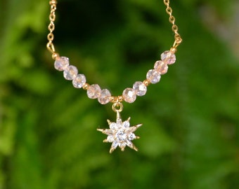 Wicked inspired Glinda the good witch star and pale pink beads necklace