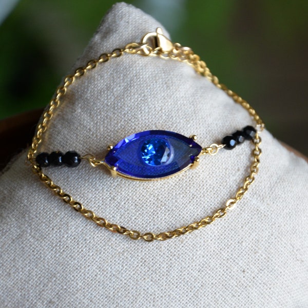 Dune inspired blue eye layered bracelet