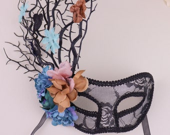 Masquerade mask, Venetian mask, Flower gauze lace mask, mask, Tree branch mask