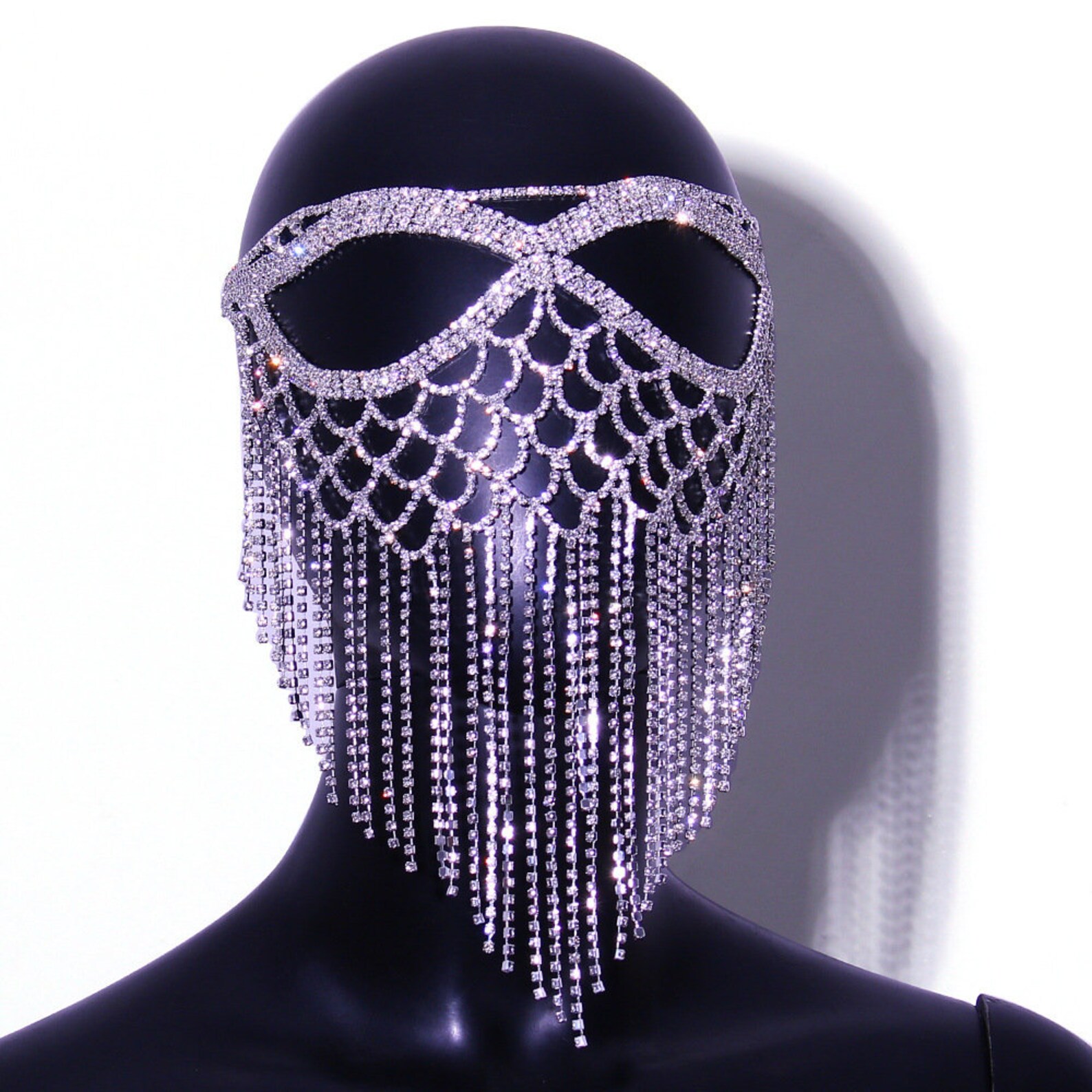 Diamond Fringe Tassel Face Mask Etsy