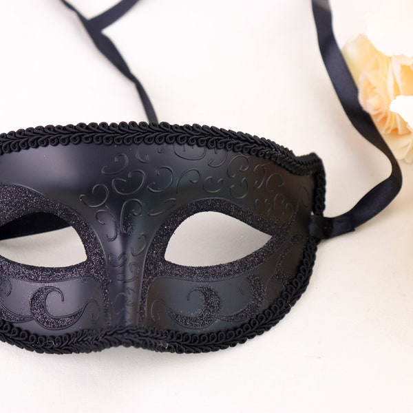 Luxury Masquerade Mask - His & Hers Couple Mask [Black Theme] - Best Selling Men's Half Mask