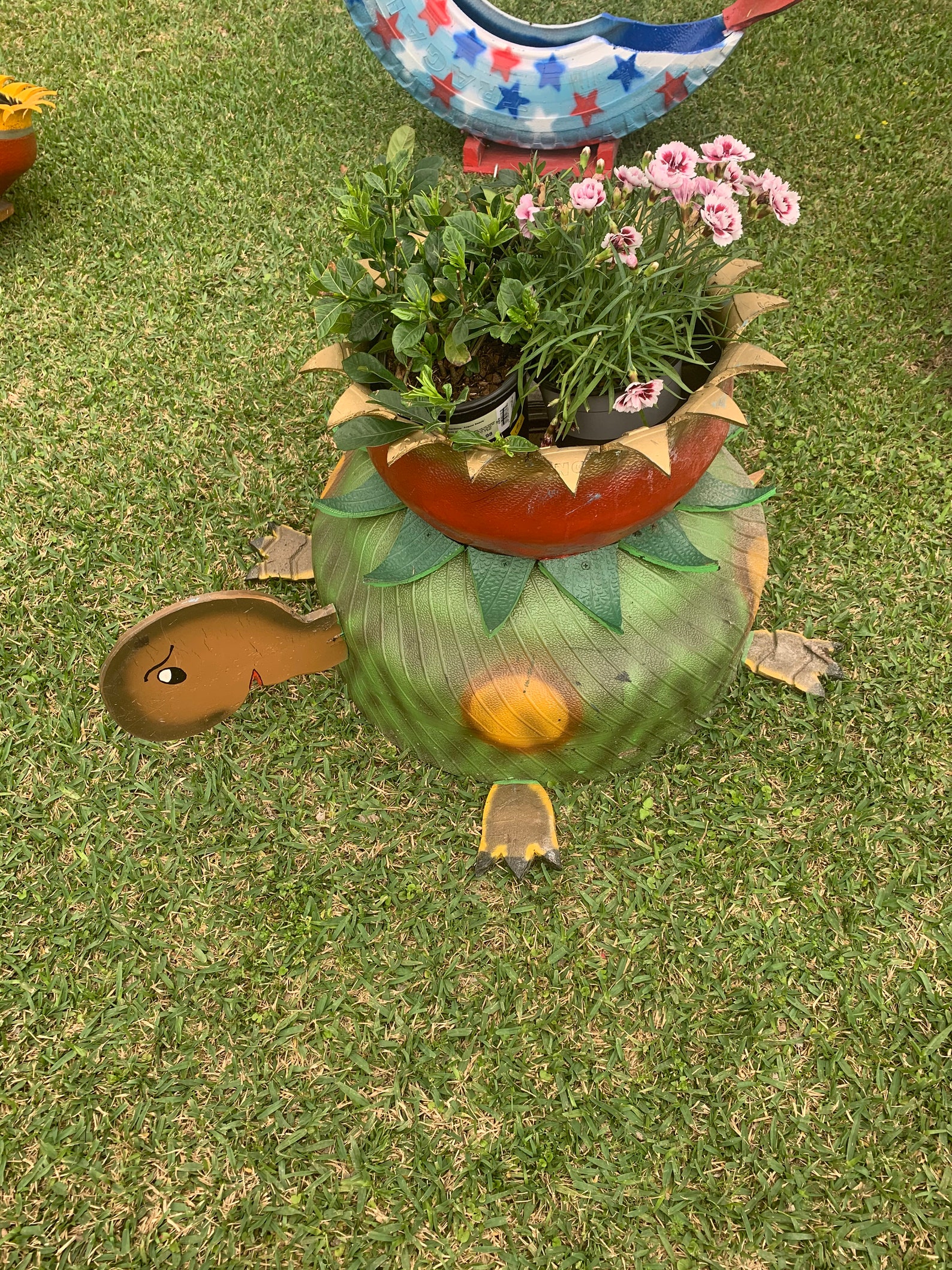 Turtle Planter Upcycled gift yard art garden decor unique Etsy