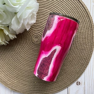 Wood grain & Glitter Geode tumbler