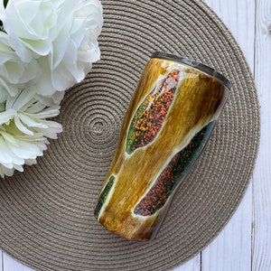 Red and Green color shift geode and Wood grain tumbler