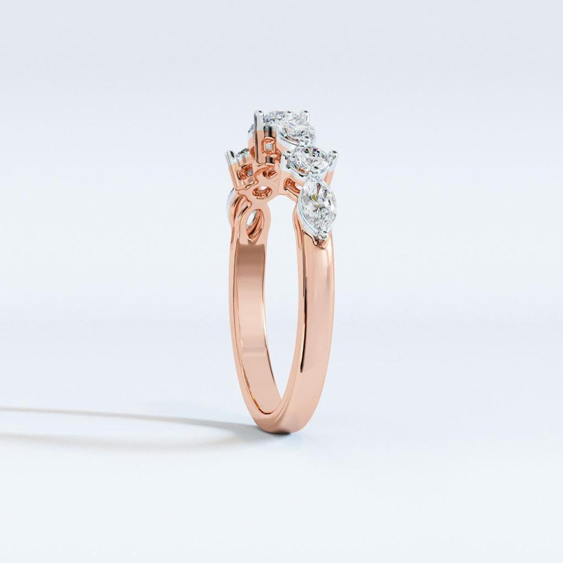 0.7ct Half Eternity Ring Lab Grown Diamond band In 14K Gold Etsy