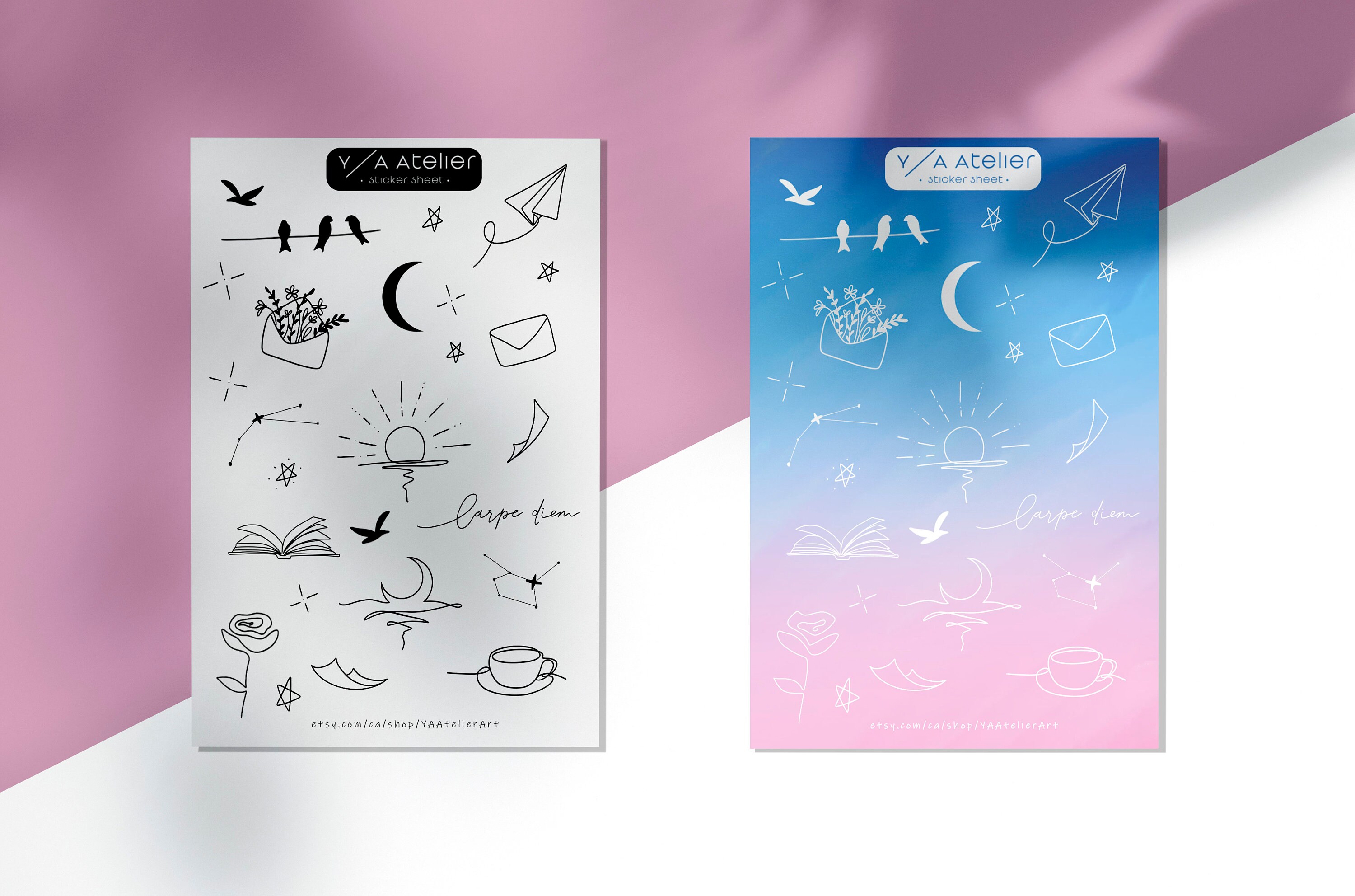 hand drawn aesthetic sticker sheet sticker sheet planner etsy