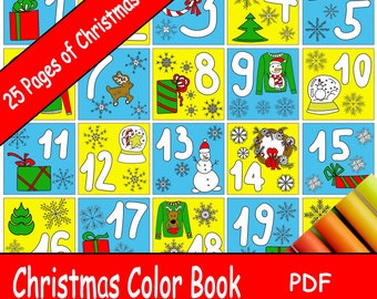 25 días de libro de colores de Navidad & impresiones digitales