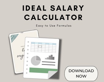 May include: A digital illustration of a tablet and a spreadsheet with a pie chart and bar graph. The text on the image reads "Tasks Made Easy", "Ideal Salary Calculator", and "Easy to Use Formulas". There is a button that says "Download Now".