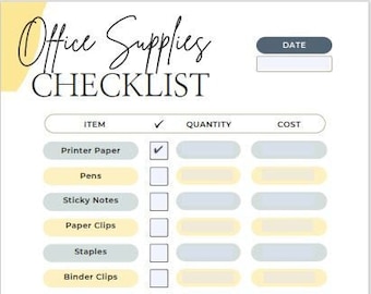 Editable Office Supply Checklist | Printable Office Inventory Tracker | Download, customize, and start organizing today!