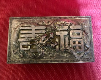 Antique Chinese pewter trinket box
