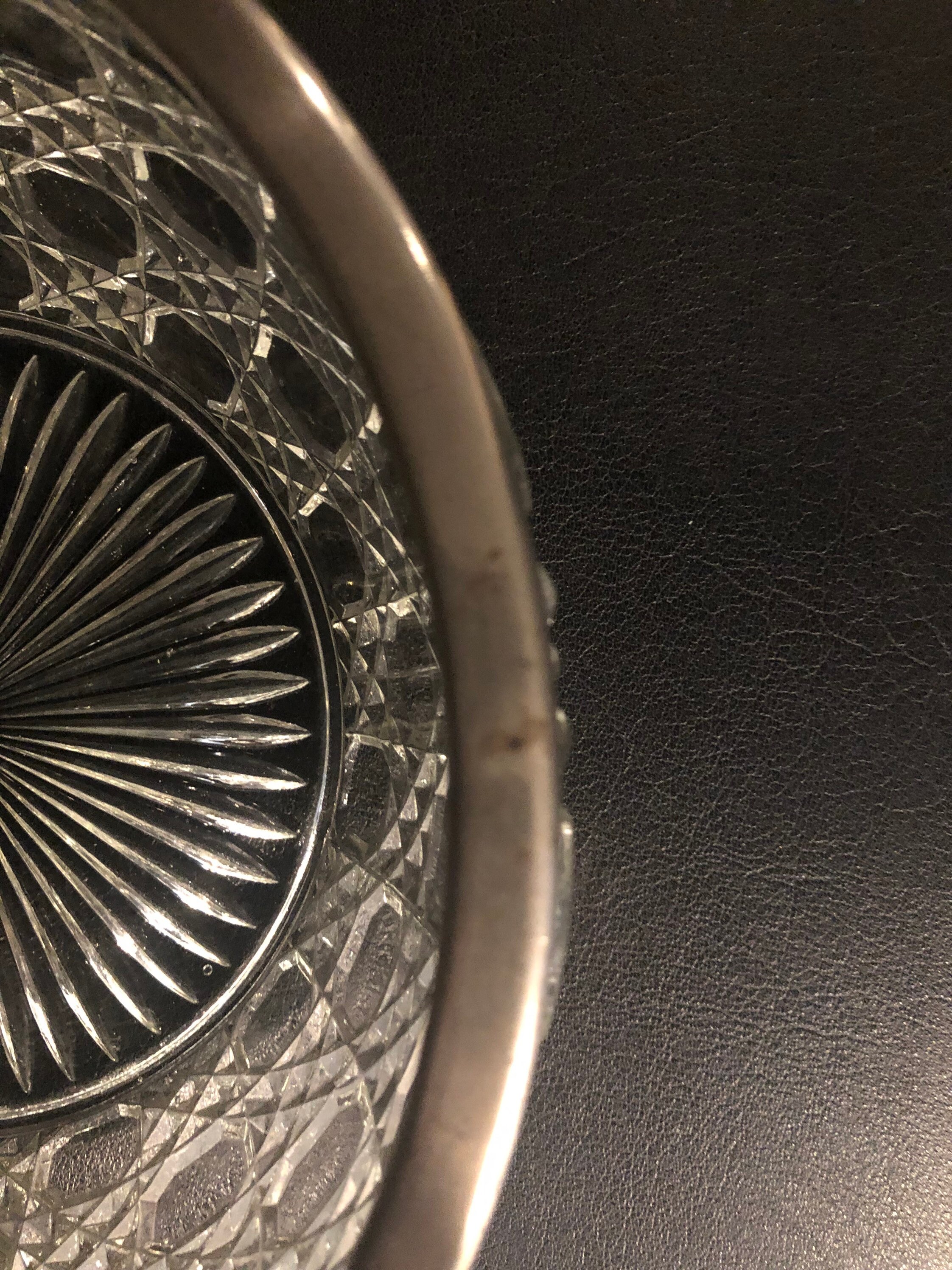 Vintage Cut Glass Fruit Salad Trifle Serving Bowl With Silver Plated