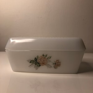 White Vintage Pyrex Butter Dish with Lid