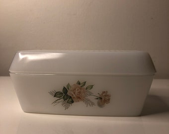 White Vintage Pyrex Butter Dish with Lid