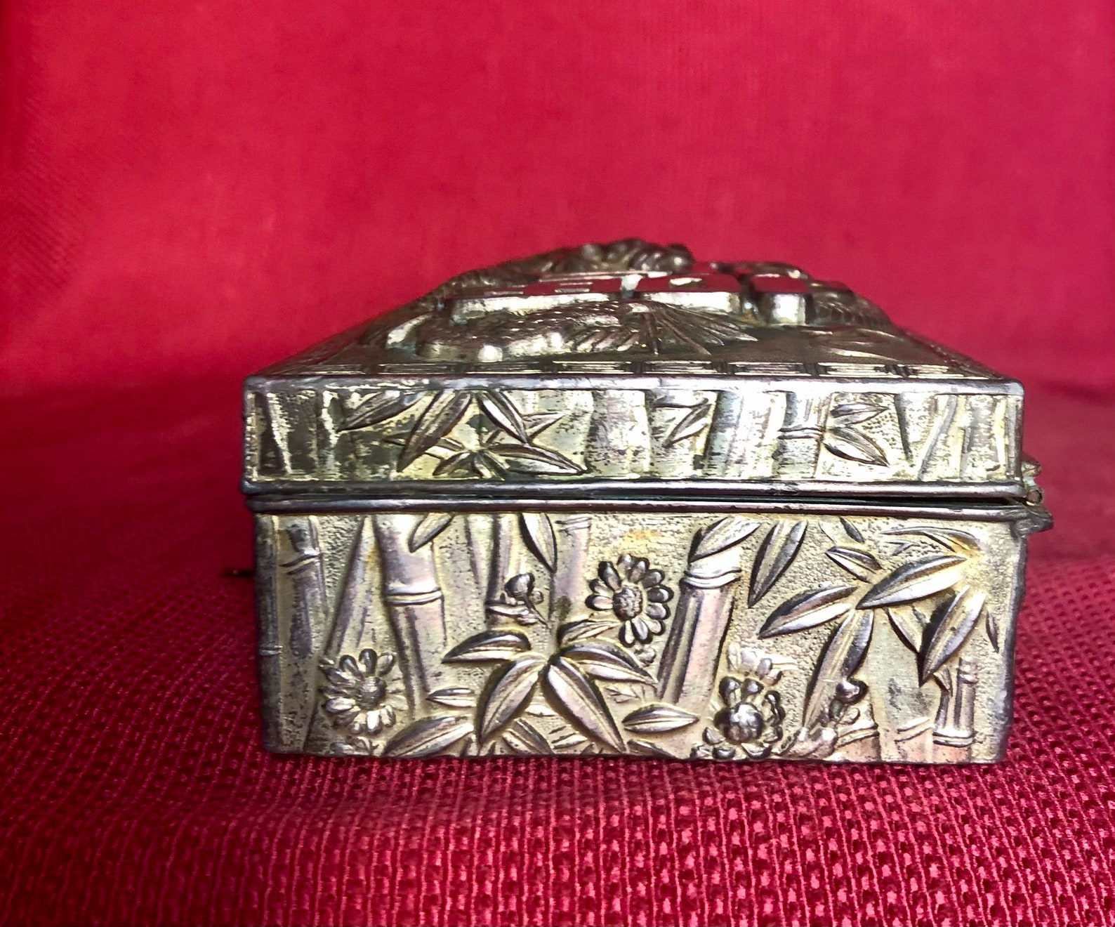 Antique Chinese Pewter Trinket Box Etsy