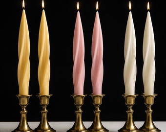 Swirl Taper Candle, Table Candle, Candlesticks, Twisted Tape Candle, Soy Beeswax Candle, Modern Minimal Decor, Spiral Tall Candle, Gift 1pc