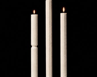 Ribbed Taper Candle Tall Candlesticks Fluted Stripped Candle Soy Beeswax Candle Table Candle Home Decor Candles Aesthetic Candle Gifts 1pc