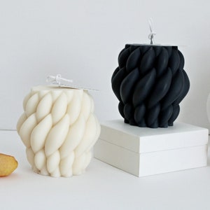 Knot Twisted Candle Pillar Candle Spiral Candle Soy Shaped Candle Ribbed Candle Aesthetic Candle Striped Candle Home Decor Candle Gifts